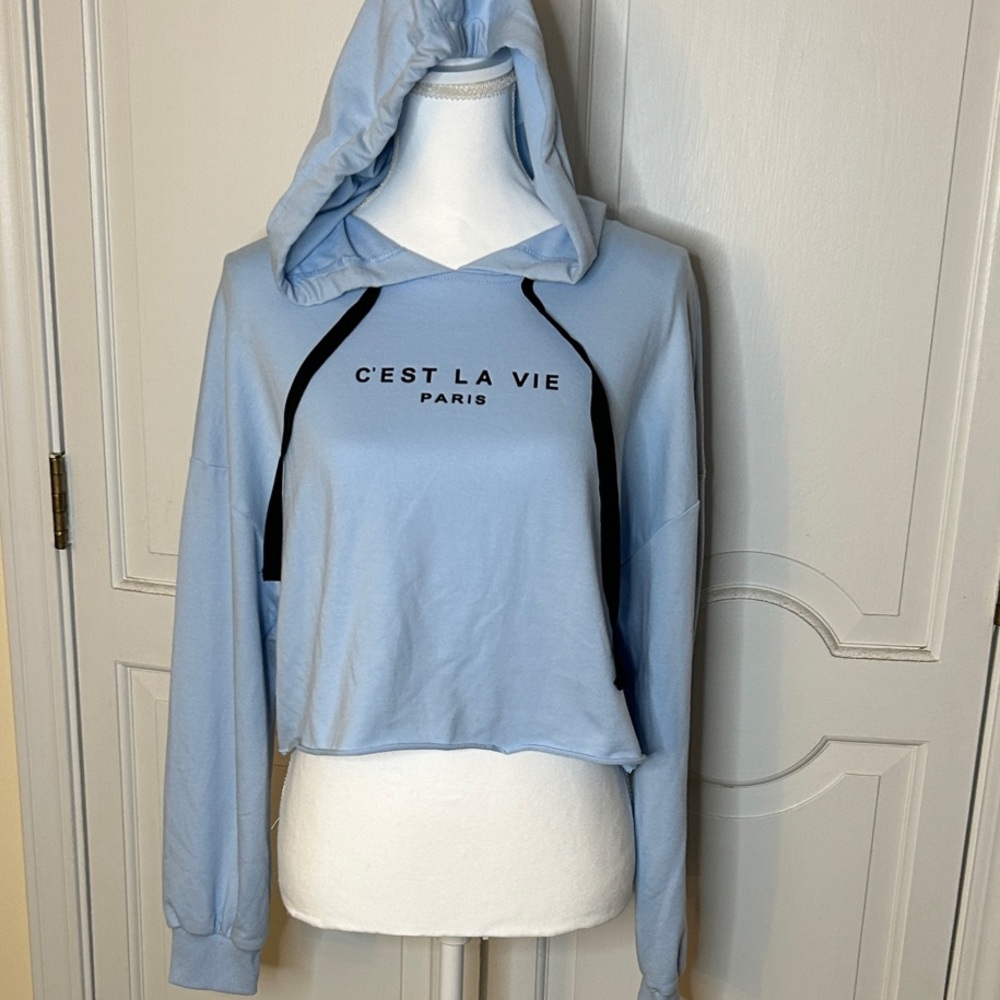 New Junior’s Blue Cropped Hoodie (M)
